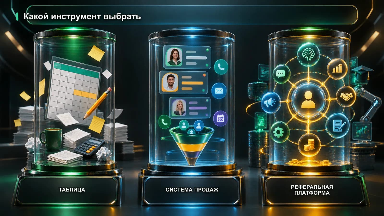 Матрица выбора между Excel, CRM и платформой полного цикла